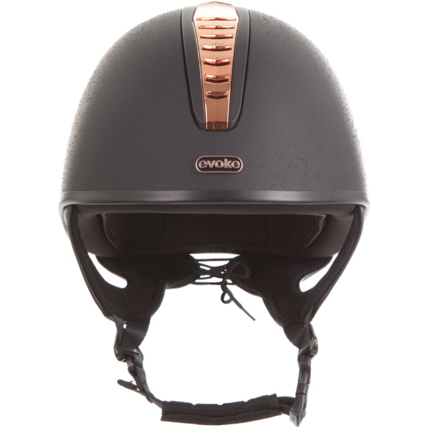 Evoke Unisex Orion Jockey Skull Riding Hat & Liner 200432004 - Black / Rose Gold / Black